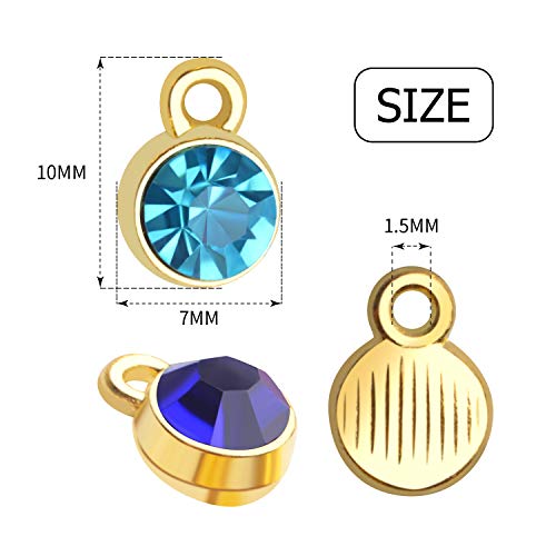 Aylifu Crystal Birthstone Charms, 48pcs DIY Round Beads Pendant with Rings Handmade Crystal Charm for Necklace Bracelet Earring Jewelry Making, 10x7mm, 12 Colors