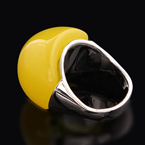 Big Red Semi-Precious Stone Jewelry Ring for Female Girls Rings opal Anillos Accessories Ring - color: Yellow