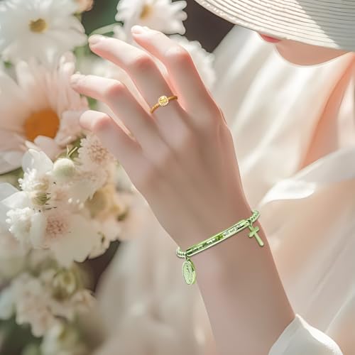 DS Inspirational Bracelet for Women Christian Engraved Bibler Verse Cross Butterfly Daisies Charm Bracelet, Exquisite Stainless Steel Jewelry Daughter Best Friend Bestie - style: God is Within Her She Will Not Fall-Gold