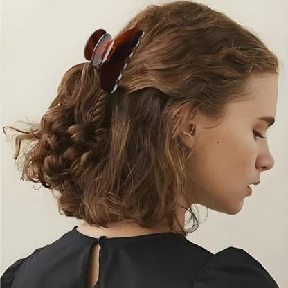 MAORULU Medium Cute Acetate Hair Claw Clips for Women Girls, 3 Inch Cherry Red Claw Clips for Thin & Medium Thick Hair, Durable French Banana Clip with Gift Box (Caramel) - color: Caramel
