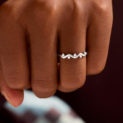 STORYJEWELLERY 925 Sterling Silver Rings, Stackable Wave Rings for Women, Fashion Midi & Pinky Ring, Wedding Bands for Women, Unique Gifts for Her