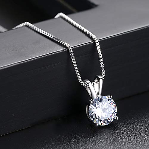 Dainty Solitaire Necklaces Stud Earrings Set For Women,White Gold Plated Simple Prom Jewelry Set Cubic Zirconia Pendant Choker Necklace And Earring Sets Wedding Jewelry For Bridal - color: 4 Prong necklace stud set