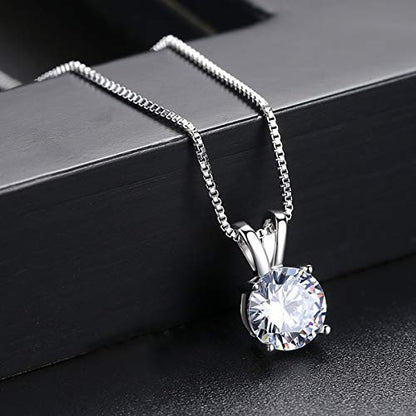 Dainty Solitaire Necklaces Stud Earrings Set For Women,White Gold Plated Simple Prom Jewelry Set Cubic Zirconia Pendant Choker Necklace And Earring Sets Wedding Jewelry For Bridal - color: 4 Prong necklace stud set