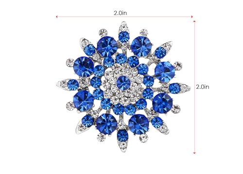 Alilang Adustable Silver Blue Purple Iridescent Crystal Rhinestones Snowflake Flower Floral Ring - color: Royal Blue