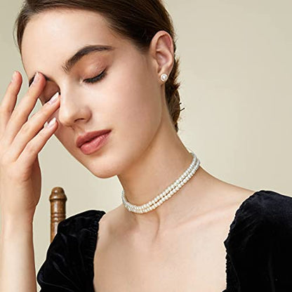 BABEYOND Round Imitation Pearl Choker Necklace Multi Strands Choker 20s Flapper Necklace Accessories for Gatsby Themed Party - style: 2-layer