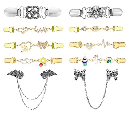 Vintage Sweater Clips Shawl Dresses Shirt Clips Retro Cardigan Collar Chain Clips Brooch Pins for Women - style: Style 4