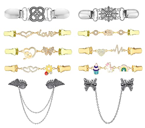 Vintage Sweater Clips Shawl Dresses Shirt Clips Retro Cardigan Collar Chain Clips Brooch Pins for Women - style: Style 4