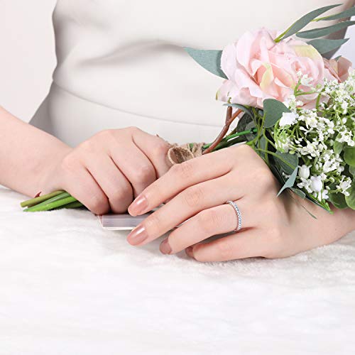 EAMTI CZ Wedding Band for Women 925 Sterling Silver Half Eternity Stackable Ring Size 3-13 - color: sterling silver-tanzanite