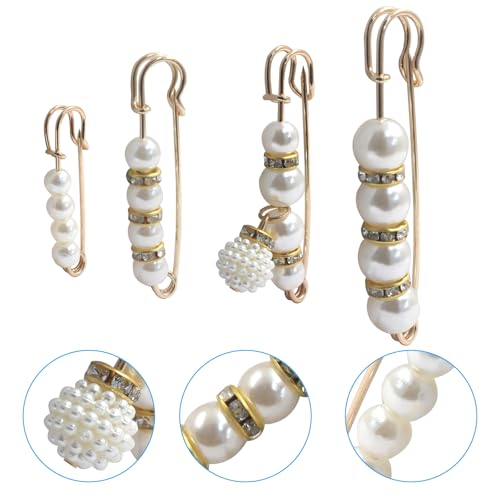 8 PCS Pearl Brooch Pins, Faux Pearl Rhinestones Brooches, Secure Safety Pins for Dresses, Sweaters, Scarves & Cardigans - color: Style 1