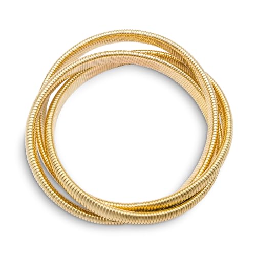Bling Jewelry Omega Cobra Bangle Stretch Bracelet Rose Gold Silver Tone Stainless Steel - color: Yellow Gold