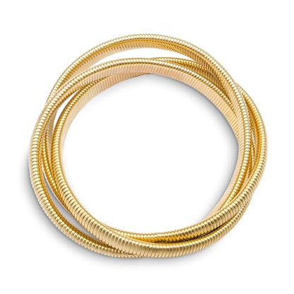 Bling Jewelry Omega Cobra Bangle Stretch Bracelet Rose Gold Silver Tone Stainless Steel - color: Yellow Gold