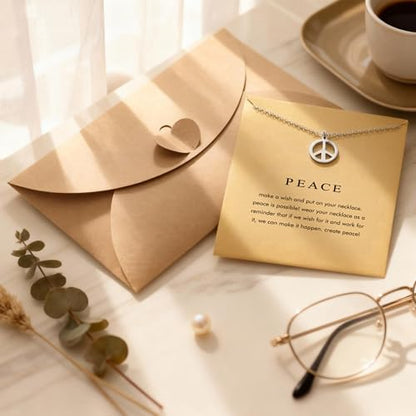 Baydurcan Dainty Silver Necklace for Women Ankh Horse Celtic Necklace Gifts | Dainty charm gifts for friends sister mother, birthday, christmas, graduation gifts. Ready to give with card & envelope. - style: Peace