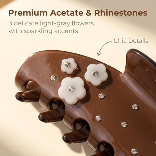 Large Claw Clips For Thick Hair 4 Inch Acetate Hair clips Women | Acetate NonSlip Strong Hold, Jumbo Jaw Clips Accessories for Thick Heavy Curly Long Hair ,4Inch Brown Jaw Clips - color: brown