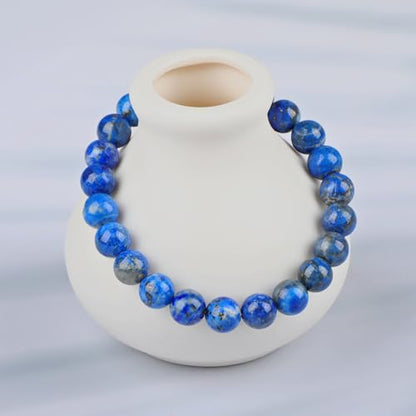 LPBeads Handmade Natural Gemstone Stretch Elastic Bracelet Healing Crystal Round Stone Beads Jewelry Gifts for Women Men - color: Lapis Lazuli, size: 8mm