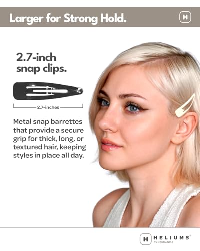 Heliums Large Snap Hair Clips - Dark Blonde - 2.7 Inch Metal Hair Barrettes for Women, Metallic Snap Clips - 8 Count - color: Dark Blonde