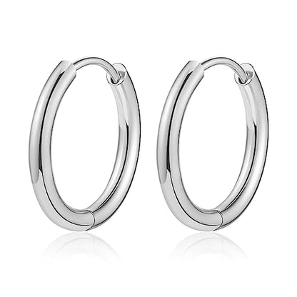 Titanium Huggie Hoop Earrings Hypoallergenic Nickel Free Hinged Sleeper Earrings for Sensitive Skin Cartilage Helix Lobes - style: silver-14mm