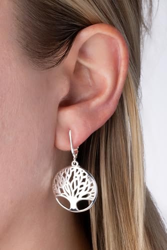 Silver Clip On Earrings For Women, They Look Pierced, Don't Pinch & Won't Fall Off, Hypoallergenic & Lightweight - color: Silver Tree of Life