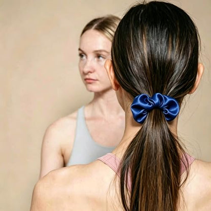 Silk Hair Ties Ponytail Holder Hairs Bow Ropes Elastics Hairtie Accessories Wide 0.8inch on Hair No Damage No Crease for Women Curly Thick Wavy Hair(30Pcs Royal Blue) - color: Royal Blue