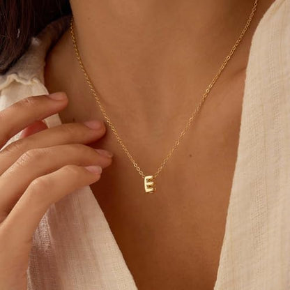 Initial Necklaces for Women Bubble Gold Silver Letter Necklace Dainty Personalized Charm Pendant Name Necklace Cute Non Tarnish Fashion Accessories Teen Gift Trendy Stuff Jewelry Gifts - color: Gold, style: E