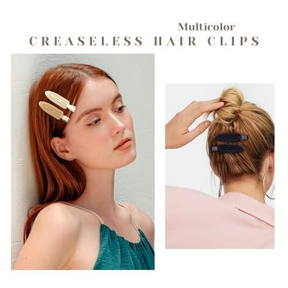 10 Pcs Creaseless No Crease No Bend Flat Hair Clips For Styling Non Slip Makeup Clips For Women Salon Hairstyle,Matte Black Brown Beige - color: Matte Black Brown Beige