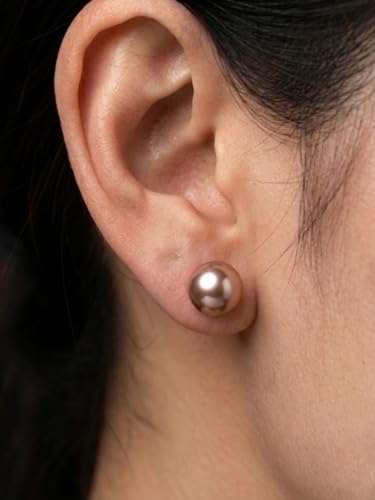 Pearl Stud Earrings Multicolor Shell Beads Pearl Hypoallergenic Stud Earrings Ocean Shell Pearl Jewelry - color: Champagne