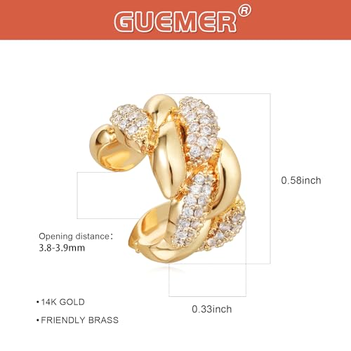 Chunky Ear Cuff Earrings for Women Single | Non Piercing, Clip On, 14K Gold Plated, Cubic Zirconia, Hypoallergenic, Jewelry Gifts - style: Twist