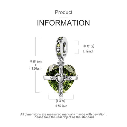 LNQOBU Birthstone Charm for Bracelets,925 Sterling Silve Heart Dangle Charms for Pandora Bracelets - color: H-August