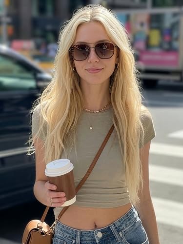 kimorn Women's Square Aviator Sunglasses, Polarized UV400 Pretecion | Retro Frame Shades, Small-Medium Fit, Driving, Beach, Daily Wear - color: Brown Tortoise+brown Grading