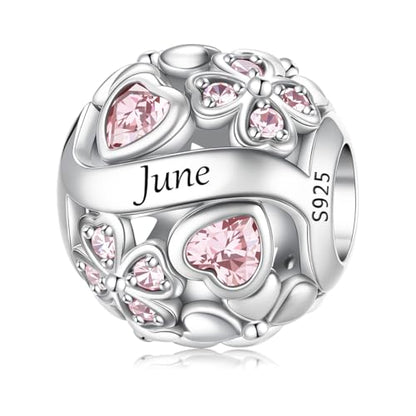 925 Sterling Silver Lucky Clover Birthstone Charms for Bracelets Dangle Pendant with 5A Cubic Zirconia Compatible Pandora Bracelets, Ladies Birthday Gift - style: 6-June