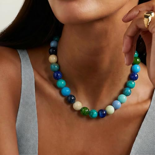 Chunky Beaded Necklace for Women, Colorful Trendy Statement Summer Jewelry Gift - color: necklace-2