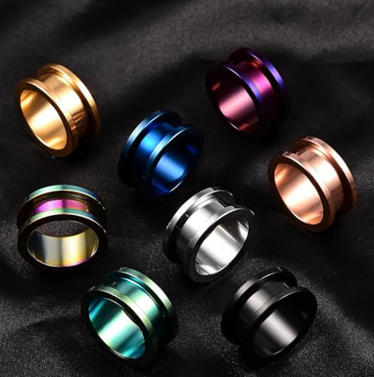 DOEARKO Set of 16 pcs 316 Stainless Steel Ear Plugs Large Gauges Stretching Screw Fit Tunnels Gauge 2g - 1 inch - size: 8mm(0G)