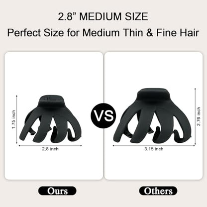 2.8 Inch Medium Octopus Hair Clips for Women, Matte Claw Clips for Thin Hair, Strong Hold Non-slip Spider Octopus Clip for Fine Hair Jaw Clips - color: Neutral-B