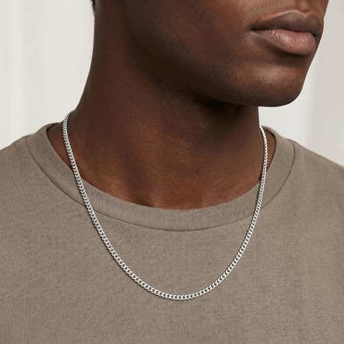 S925 Sterling Silver Chain for Men - 3.5mm Sterling Silver Cuban Chain Necklace Thick Sturdy Colourfast Necklaces Jewelry for Men 18/20/22/24 Inch