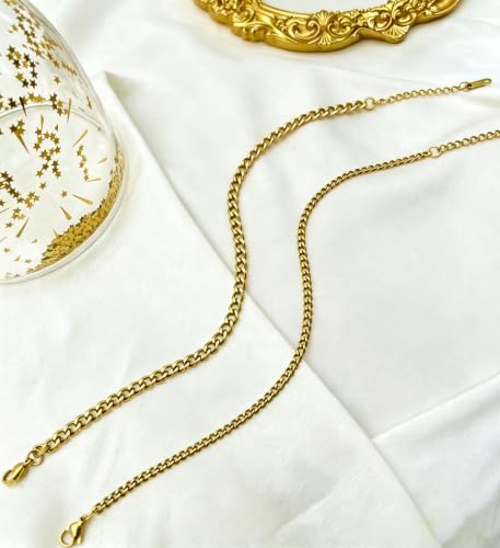 Gold Cuban Ankle Bracelets for Women 14K Gold Plated Cuban Link Anklet Chunky Dainty Adjustable Gold Anklet for Women Anklet Set Stackable Figaro Cuban Link Anklets Beach Jewelry - color: gold/cuban chain