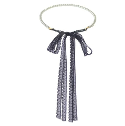 MOMOCAT Lace Choker Necklace for Women Bridal 90s Gothic Tatoo Choker Collar Kawaii Chocker Necklace Flower Ribbon Lolita Accessories - color: white and black