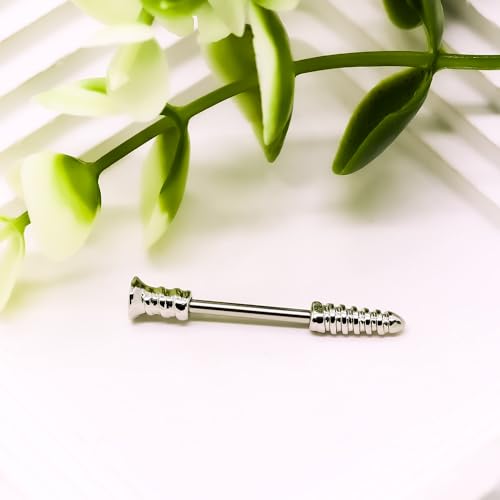 14G Wrench Barbell Nipple Ring 316L Anchor and Rudder Nipple Barbell Screw Nipple Rings Body Piercing Jewelry for Women Men - color: Silver：Screw