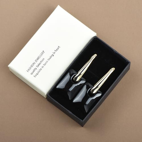 Multicolor Acrylic Dangle Hoop Earrings for Women, 2-Way Detachable Geometric Statement Earrings, Lightweight Fashion Jewelry Gifts - color: Black