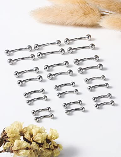 20G 16G 14G 12G Eyebrow Piercing Jewelry Surgical Steel Curved Barbell Eyebrow Ring Vertical Labret Lip Jewelry Rook Daith Earrings Piercing Jewelry for Women Men 6mm 8mm 10mm 12mm 14mm - color: 14G-Silver