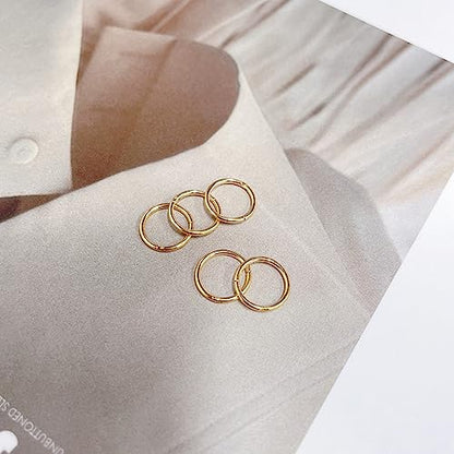 5Pcs Stainless Steel 16G 18G Sleeper Hoop Earrings for Women Men Septum Hinged Clicker Nose Lip Ring Helix Daith Cartilage Tragus Piercings Tiny Small Huggie Hoops Hypoallergenic Sensitive Ears Jewelry - style: 8mm in gold-tone 18G