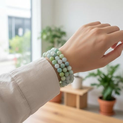 Bling Jewelry Genuine 8MM Gemstone Ball Bead Stretch Bracelet Stackable (3 Set) - color: Aquamarine