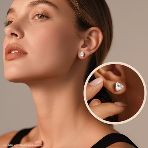 Brilliant Heart-cut/Oval-cut/Trillion-cut/Cushion-cut/Emerald-cut/Marquise-cut Stud, 925 Sterling Silver Cubic Zirconia Stud Earrings for Women Men - style: K-Triangle cut-silver