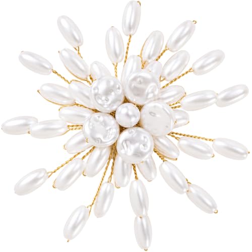 PAGOW Large Pearl Brooches for Women, Fashion Flower Pearl Striking Brooch Pins, Vintage Floral Clustered Pearls Bridal Lapel Costume Pins Decoration for Wedding Party Jewelry - 1pc, White - color: white,style6,1pcs
