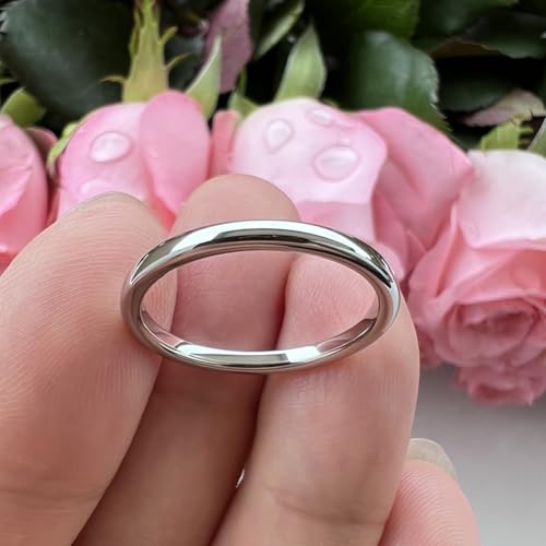 TUTISS 2mm 3mm 4mm 5mm 6mm 7mm 8mm 10mm White Tungsten Rings for Men Women Engagement Wedding Bands Domed Polished Shiny Comfort Fit - color: 2mm White Tungsten
