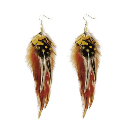 Bohemian Feather Dangle Earrings for Women with Shell Beads Long Tassel Design Drop Earrings - style: Style-Brown