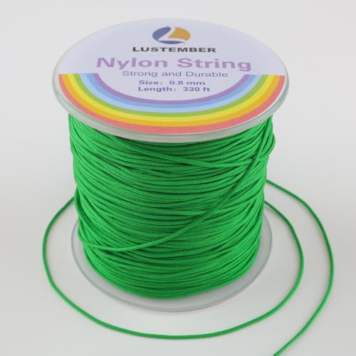 LUSTEMBER 0.8mm Nylon String, Strong Bracelet String, Durable Nylon Cord for Jewelry Making, Bracelets, Beading, Necklaces, Rattail Braiding, Kumihimo, Wind Chimes, Blinds and Handicrafts - size: Emerald Green