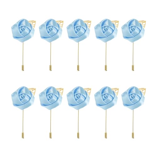 MECCANIXITY Groom Boutonnieres Rose Boutonnieres Pins for Wedding - color: Light Blue