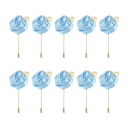 MECCANIXITY Groom Boutonnieres Rose Boutonnieres Pins for Wedding - color: Light Blue