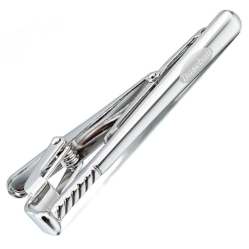 HAWSON Metal Cufflinks and Tie Clip Set for Men Novelty Cuff Links and Tie Bar Gifts for Wedding Level,Football, Musical Symbols Designs - color: Silver Baseball