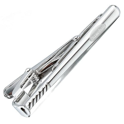 HAWSON Metal Cufflinks and Tie Clip Set for Men Novelty Cuff Links and Tie Bar Gifts for Wedding Level,Football, Musical Symbols Designs - color: Silver Baseball
