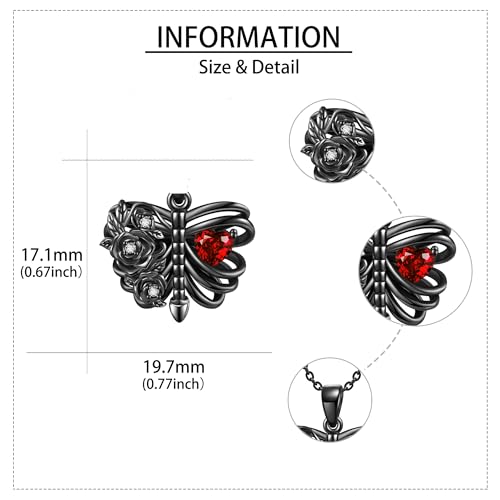 Gothic Necklace 18K Black Gold Plated Black Rose Rib Cage Heart Crystal Pendant Necklace Goth Skull Skeleton Jewelry Gifts for Women Halloween Gothic Party - color: Rib Cage